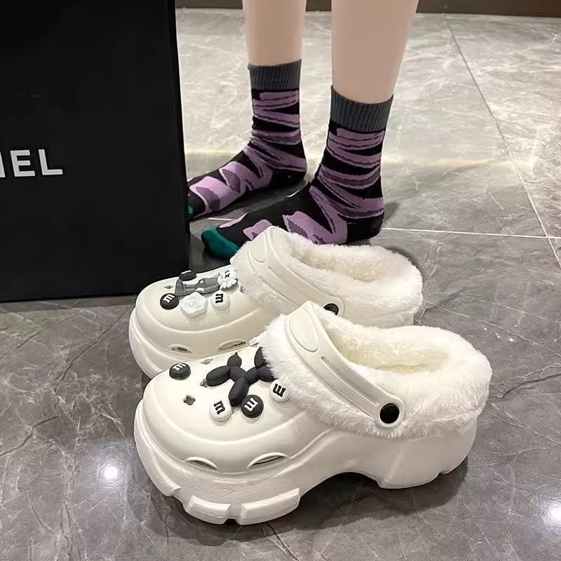 Ženske Crocs papuče s plišanim podstavkom, zimsko-jesenski model, debela potplata 6–7 cm, EVA gornji dio i potplat, protuklizne
