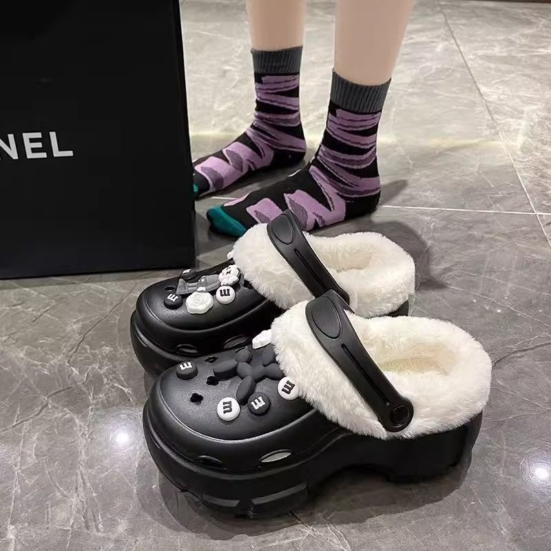 Ženske Crocs papuče s plišanim podstavkom, zimsko-jesenski model, debela potplata 6–7 cm, EVA gornji dio i potplat, protuklizne