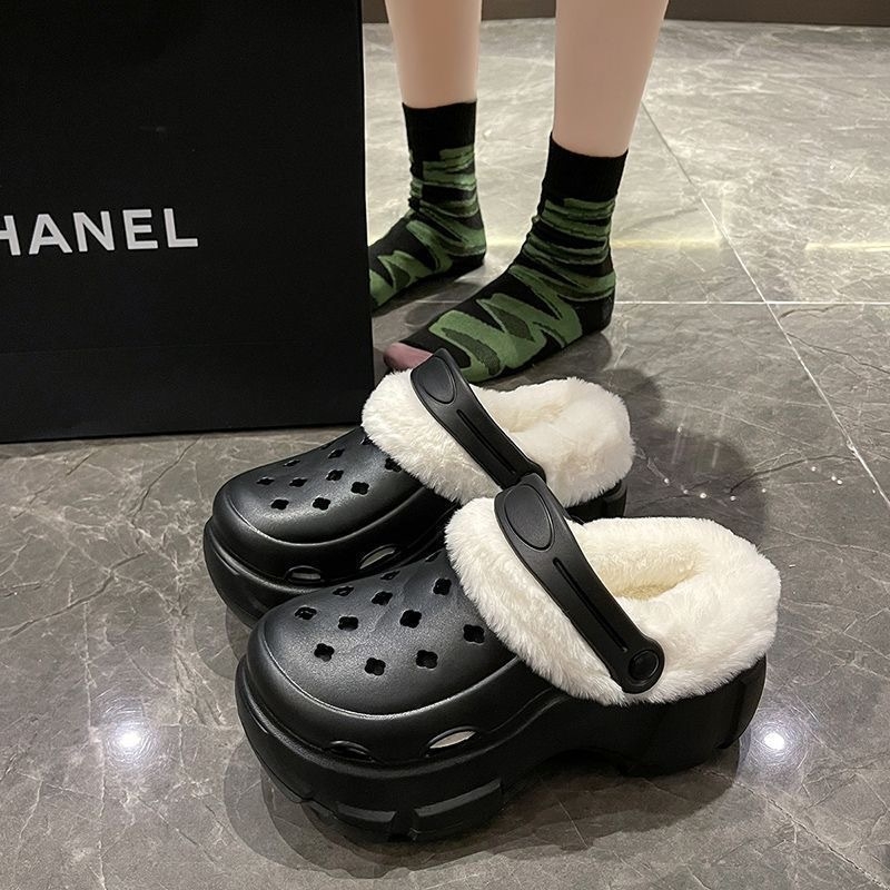 Ženske Crocs papuče s plišanim podstavkom, zimsko-jesenski model, debela potplata 6–7 cm, EVA gornji dio i potplat, protuklizne