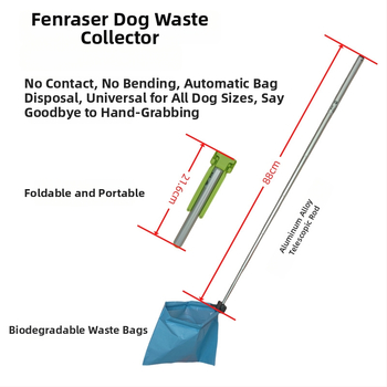 Skladací čistič výkalov psa, s automatickou funkciou, z plastu, vrátane vreciek