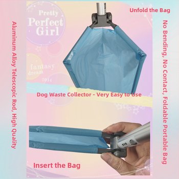 Skladací čistič výkalov psa, s automatickou funkciou, z plastu, vrátane vreciek