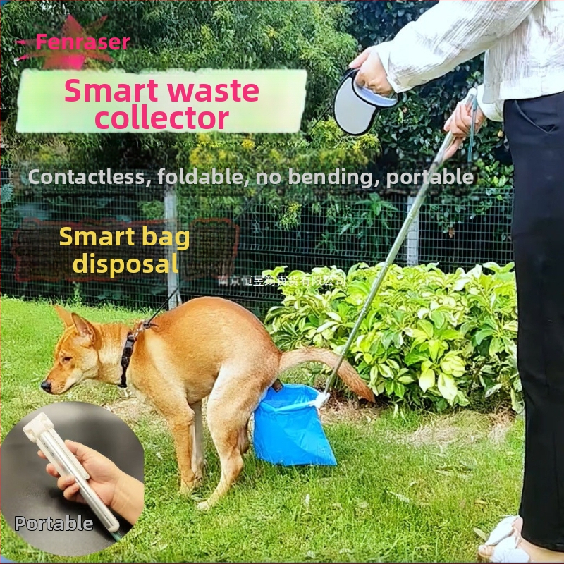 Skladací čistič výkalov psa, s automatickou funkciou, z plastu, vrátane vreciek