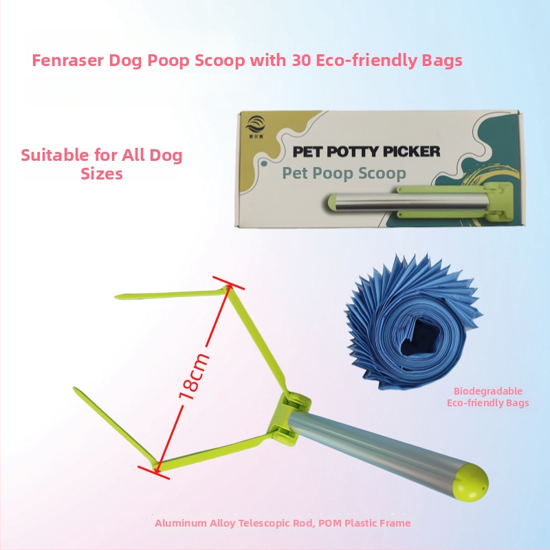 Skladací čistič výkalov psa, s automatickou funkciou, z plastu, vrátane vreciek