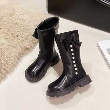 Cizme înalte pentru copii, toamnă-iarnă — exterior din piele sintetică; căptușeală din fleece; talpă din Cauciuc; fermoar lateral; talpă antiderapantă.