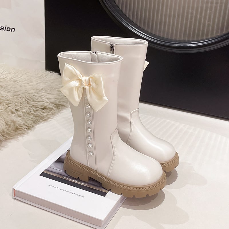 Cizme înalte pentru copii, toamnă-iarnă — exterior din piele sintetică; căptușeală din fleece; talpă din Cauciuc; fermoar lateral; talpă antiderapantă.