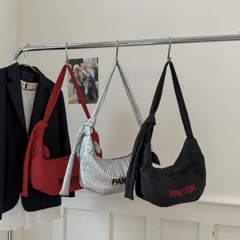 Geantă din pânză pentru femei, stil dumpling, fermoar, căptușeală din poliester, buzunar pentru telefon