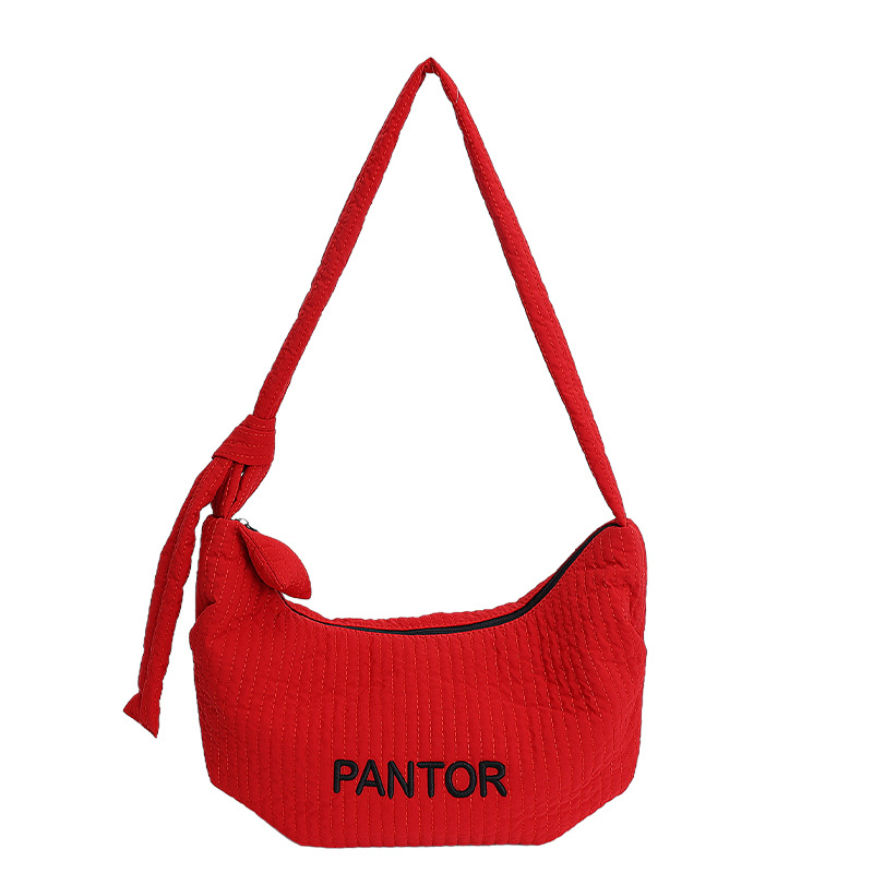 Geantă din pânză pentru femei, stil dumpling, fermoar, căptușeală din poliester, buzunar pentru telefon