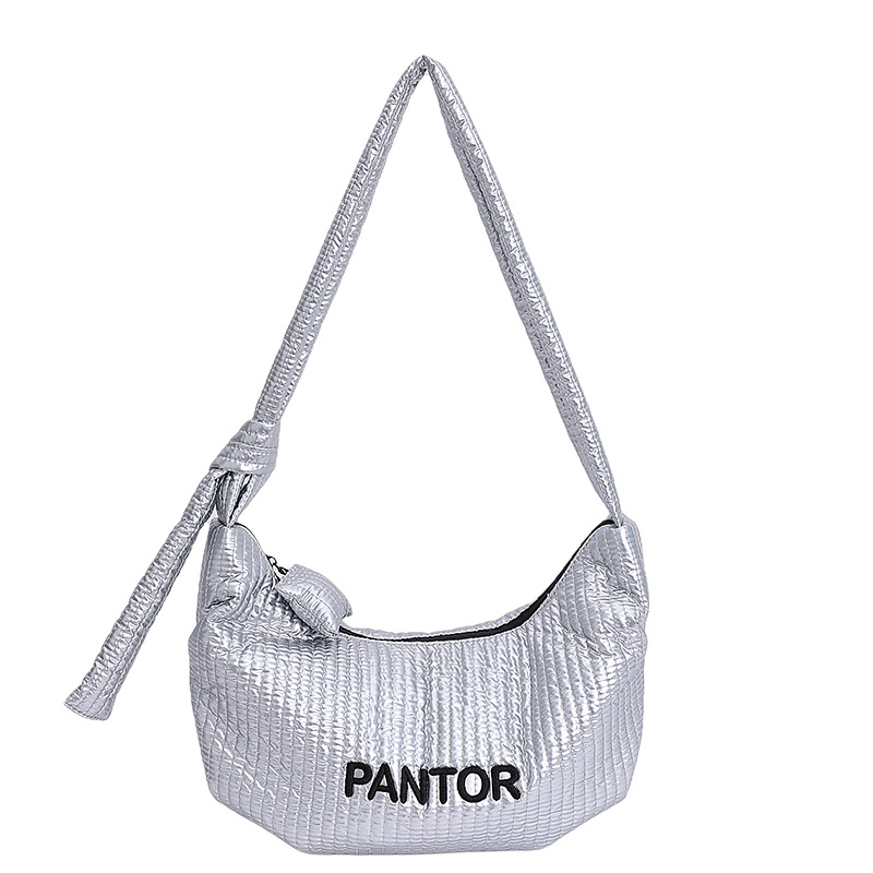 Geantă din pânză pentru femei, stil dumpling, fermoar, căptușeală din poliester, buzunar pentru telefon