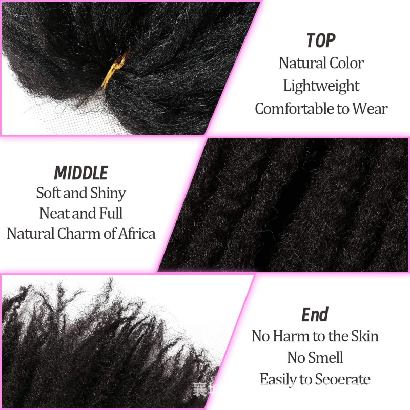 Ponytail perika s Afro kinky kovrčavim dreadlockama, termički otporna sintetička vlakna, model Big Caterpillar