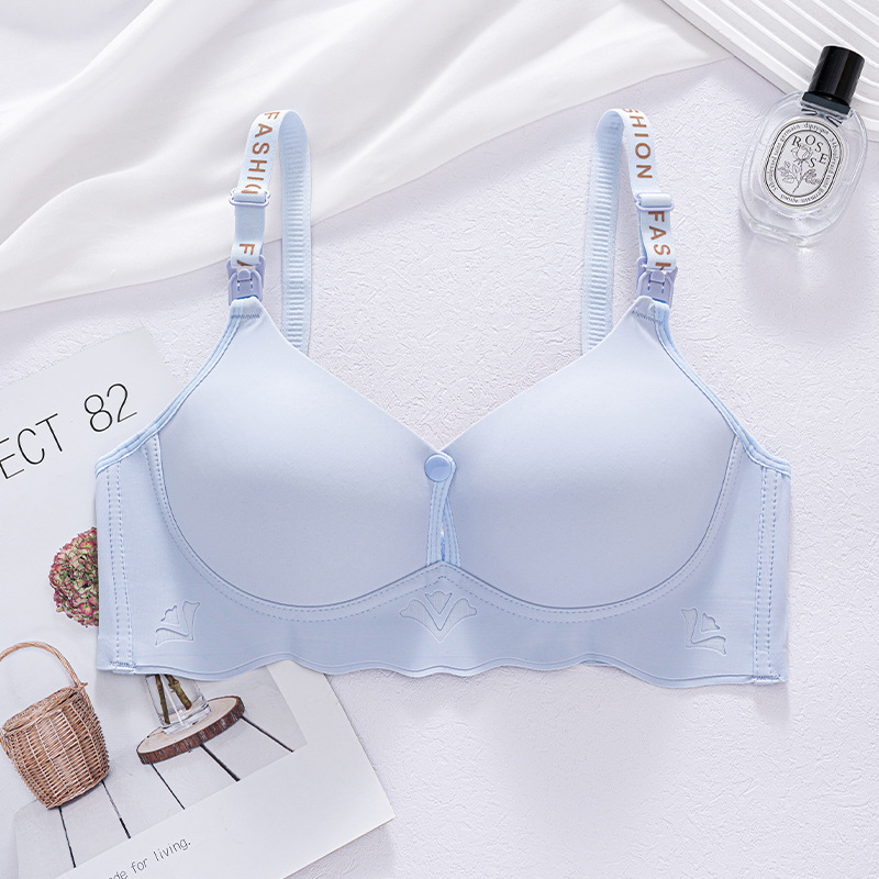 Sutien de alăptare fără cusături, cupe subțiri modelate, bretele fixe dublu, închidere cu trei rânduri de cârlige la spate, design lucios, țesătură principală: nylon; căptușeală: bumbac