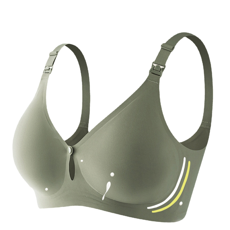 Sutien de alăptare fără fir cu închidere frontală, cupe modelate, bretele detașabile duble, bretele din bumbac