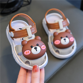 Sandale pentru copii mici, partea superioară din PVC, stil desen animat, închidere cu cataramă, 12-36 luni
