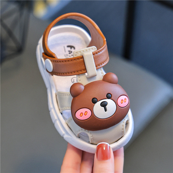 Sandale pentru copii mici, partea superioară din PVC, stil desen animat, închidere cu cataramă, 12-36 luni