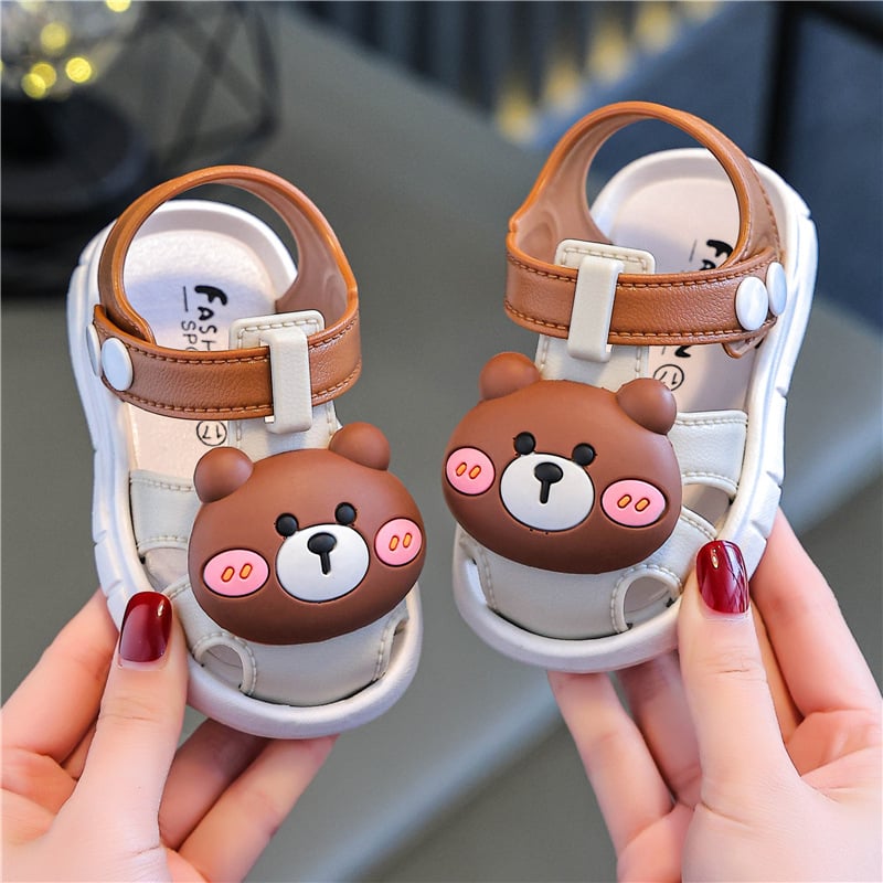 Sandale pentru copii mici, partea superioară din PVC, stil desen animat, închidere cu cataramă, 12-36 luni