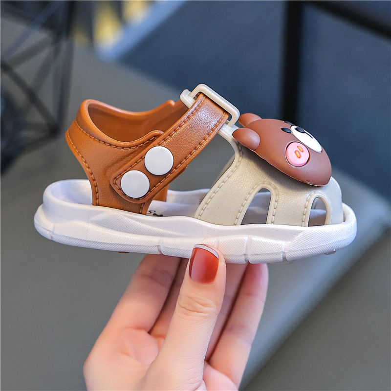 Sandale pentru copii mici, partea superioară din PVC, stil desen animat, închidere cu cataramă, 12-36 luni