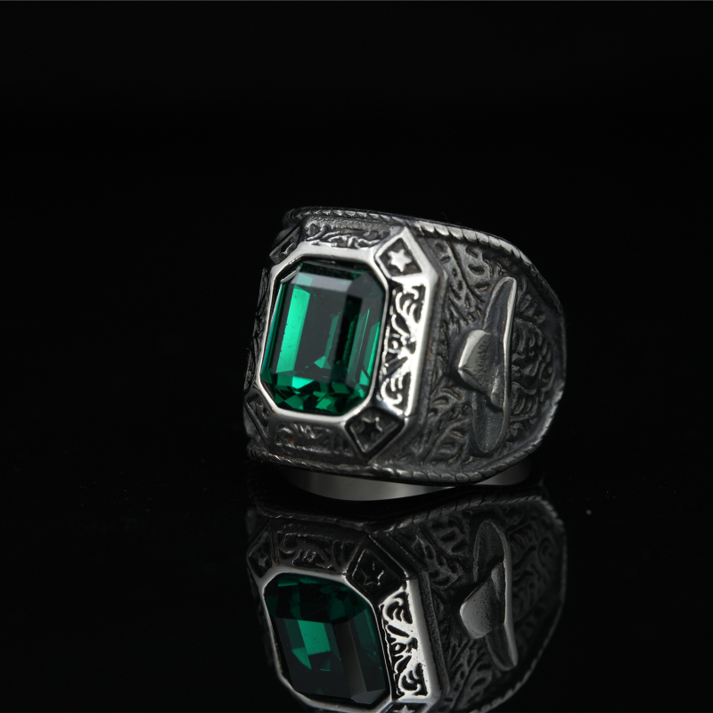 Prsten od titan čelika s geometrijskim dizajnom, dijamantna obrada, unisex, poslovni stil