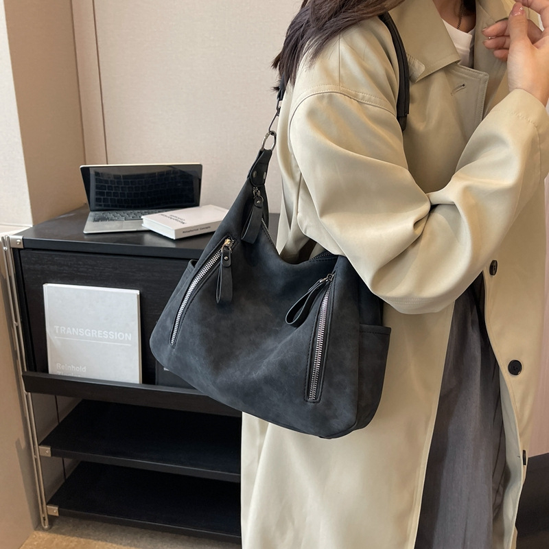 Geantă Tote crossbody, PU, formă orizontală pătrată, fermoar, buzunare pentru telefon și ID, stil urban