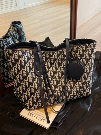 Blue clickon Tote torba u urbano jednostavnom stilu, oblik kanta, PU materijal, zatvarač