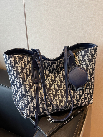 Blue clickon Tote torba u urbano jednostavnom stilu, oblik kanta, PU materijal, zatvarač