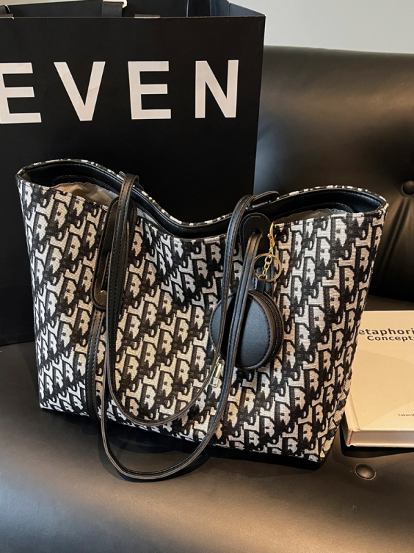 Blue clickon Tote torba u urbano jednostavnom stilu, oblik kanta, PU materijal, zatvarač