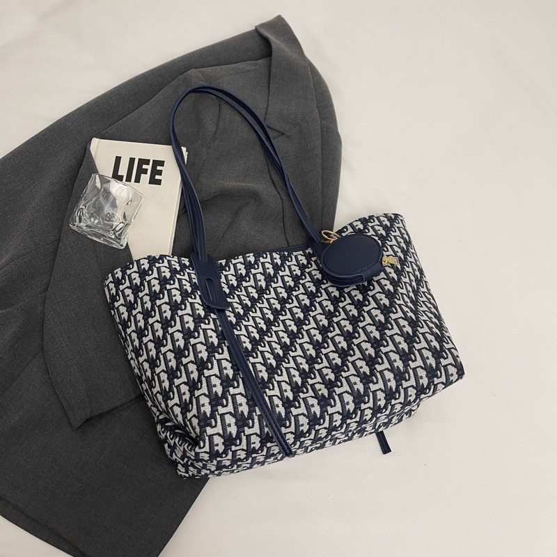 Blue clickon Tote torba u urbano jednostavnom stilu, oblik kanta, PU materijal, zatvarač