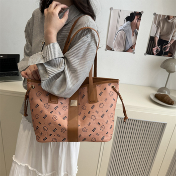 Geantă tote din PU pentru femei, cusături imprimate, formă orizontală pătrată, închidere cu fermoar, buzunar intern cu fermoar și buzunar pentru telefon