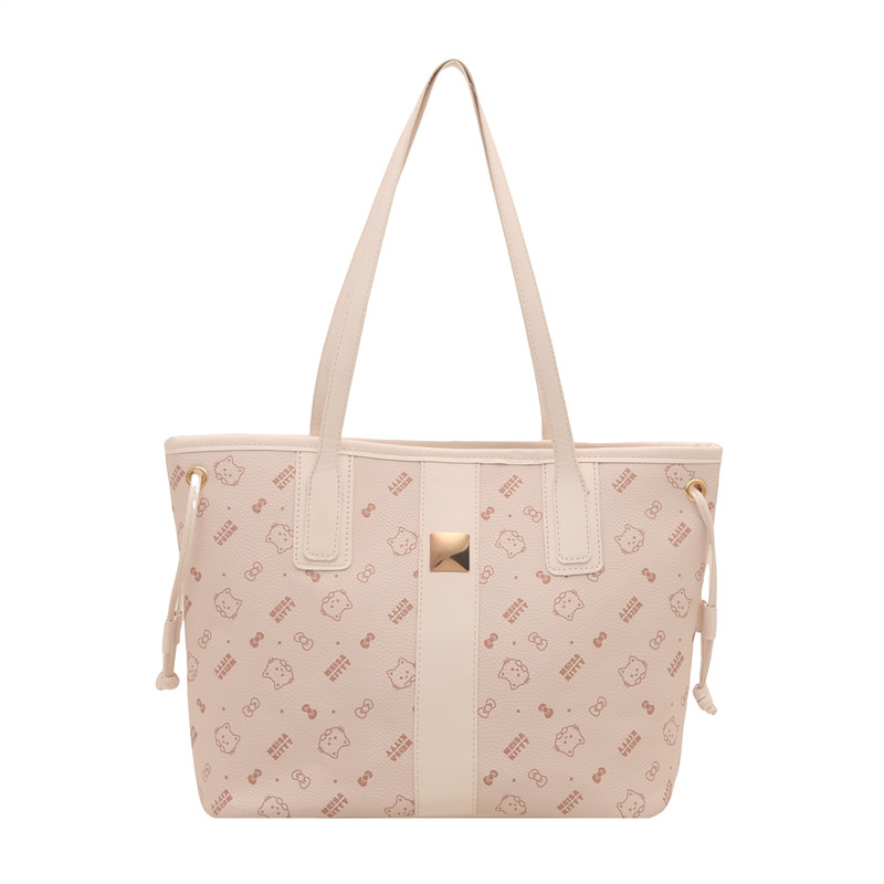 Geantă tote din PU pentru femei, cusături imprimate, formă orizontală pătrată, închidere cu fermoar, buzunar intern cu fermoar și buzunar pentru telefon