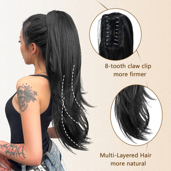 Gripper konjski rep wig PT173, vlakna otporna na visoke temperature, konstrukcija s mehanizmom, nije moguće bojati ili peglati