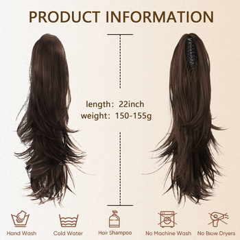 Gripper konjski rep wig PT173, vlakna otporna na visoke temperature, konstrukcija s mehanizmom, nije moguće bojati ili peglati