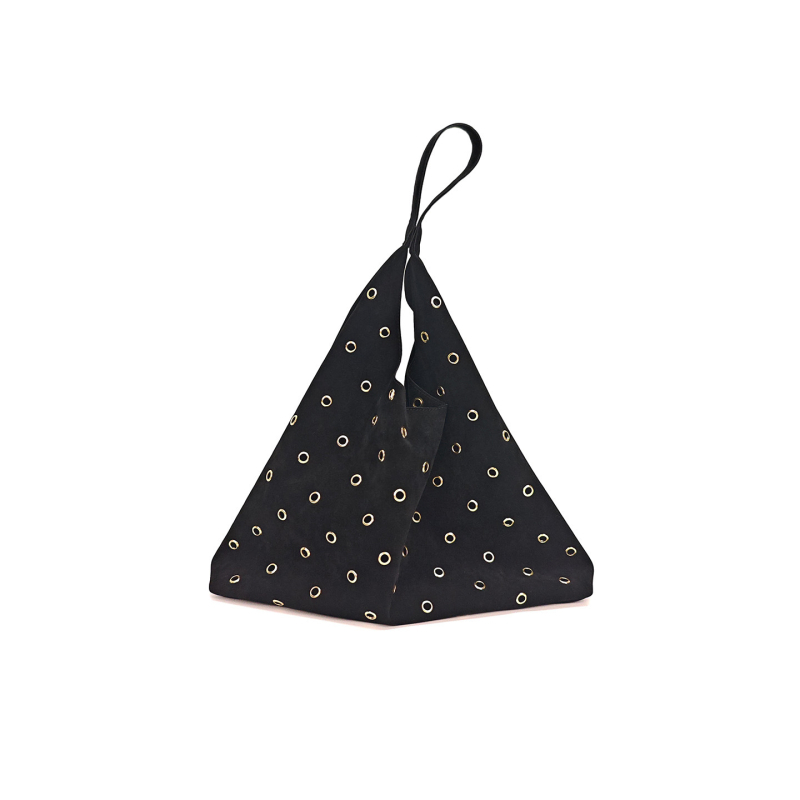 Geantă de umăr cu buline • velur din piele de cerb • închidere magnetică • buzunare interioare pentru telefon și documente • Iarnă 2025