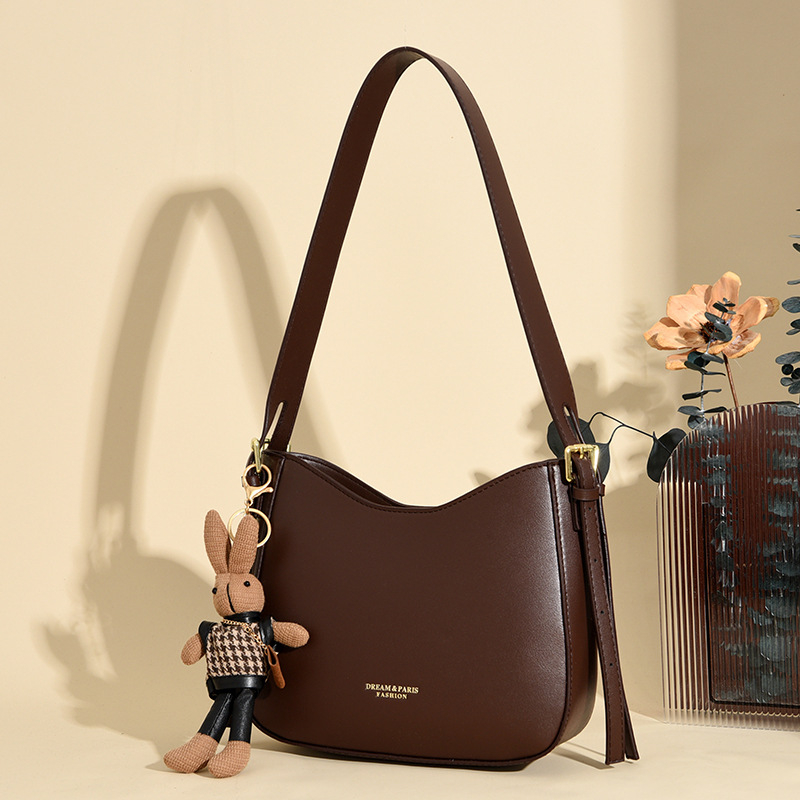 Geantă de umăr din PU pentru femei, siluetă verticală pătrată, închidere cu fermoar, căptușeală poliester, buzunare interioare pentru telefon și ID, curea de umăr simplă