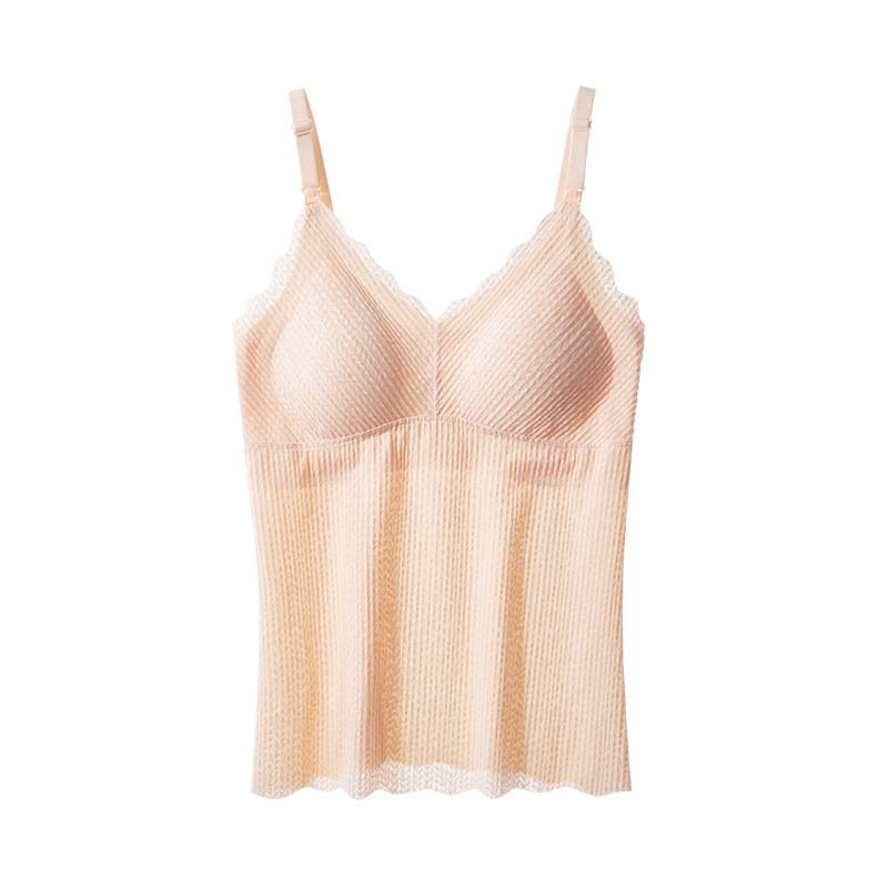 An tianyi Τοπ θηλασμού χωρίς μανίκια με V-λαιμό, Jacquard νάιλον ύφασμα, άνοιγμα θηλασμού, στενή γραμμή