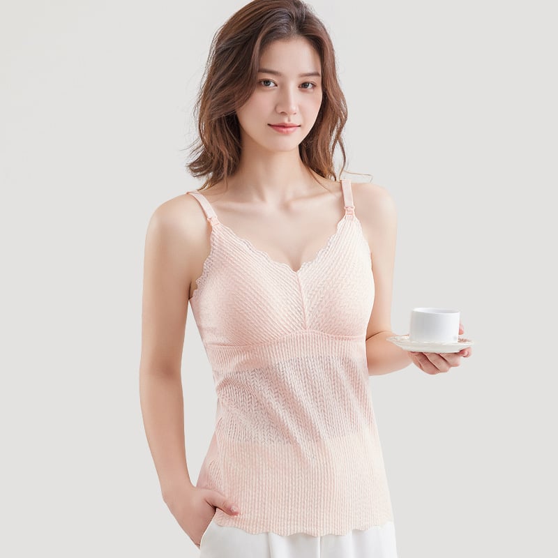 An tianyi Τοπ θηλασμού χωρίς μανίκια με V-λαιμό, Jacquard νάιλον ύφασμα, άνοιγμα θηλασμού, στενή γραμμή