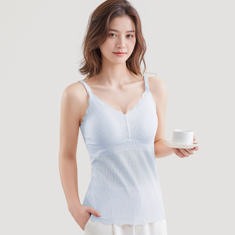 An tianyi Τοπ θηλασμού χωρίς μανίκια με V-λαιμό, Jacquard νάιλον ύφασμα, άνοιγμα θηλασμού, στενή γραμμή