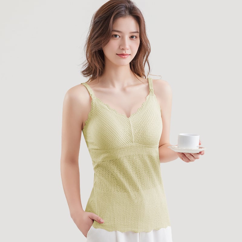 An tianyi Τοπ θηλασμού χωρίς μανίκια με V-λαιμό, Jacquard νάιλον ύφασμα, άνοιγμα θηλασμού, στενή γραμμή