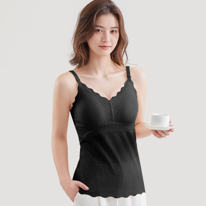 An tianyi Τοπ θηλασμού χωρίς μανίκια με V-λαιμό, Jacquard νάιλον ύφασμα, άνοιγμα θηλασμού, στενή γραμμή