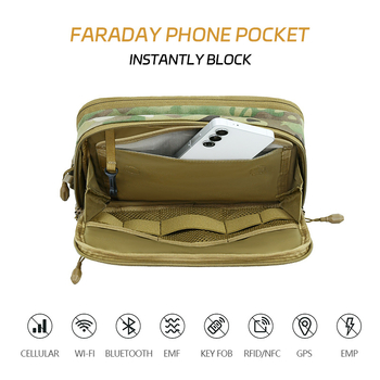 Gaf MOLLE levehető pisztolytok beépített telefontokt, Faraday tok a mellényen a rejtett hordozáshoz, vízálló nylon