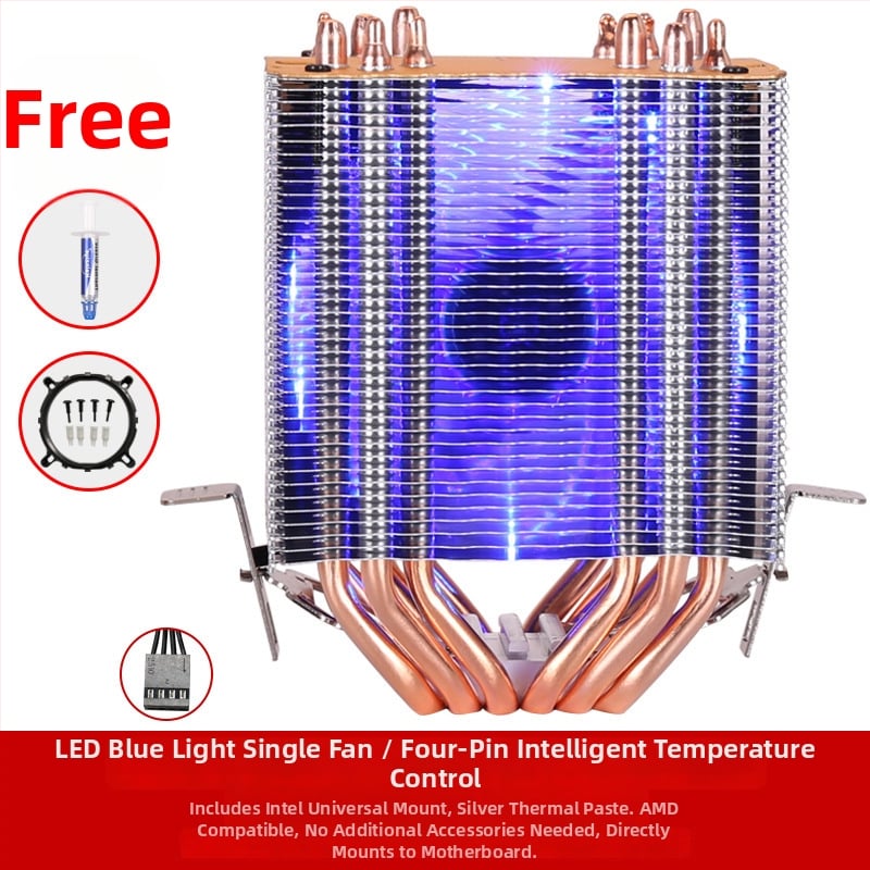 Ψύκτης CPU με 6 θερμικούς σωλήνες, αλουμινένια κατασκευή, υδραυλικό ρουλεμάν, 2000 RPM, θόρυβος 20 dB
