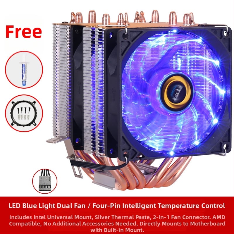 Ψύκτης CPU με 6 θερμικούς σωλήνες, αλουμινένια κατασκευή, υδραυλικό ρουλεμάν, 2000 RPM, θόρυβος 20 dB