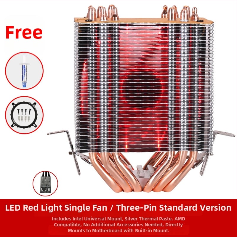 Ψύκτης CPU με 6 θερμικούς σωλήνες, αλουμινένια κατασκευή, υδραυλικό ρουλεμάν, 2000 RPM, θόρυβος 20 dB