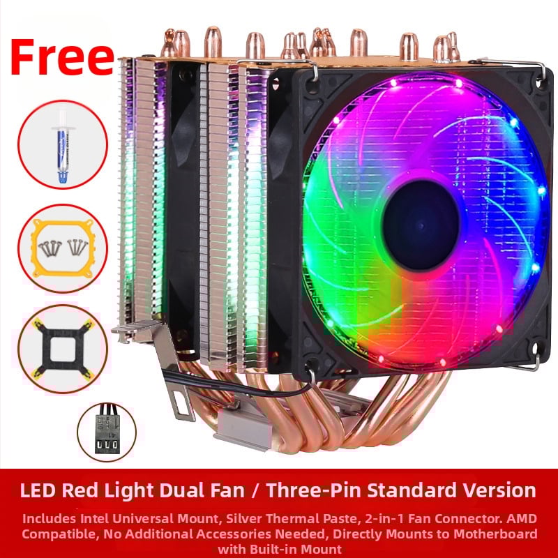 Ψύκτης CPU με 6 θερμικούς σωλήνες, αλουμινένια κατασκευή, υδραυλικό ρουλεμάν, 2000 RPM, θόρυβος 20 dB