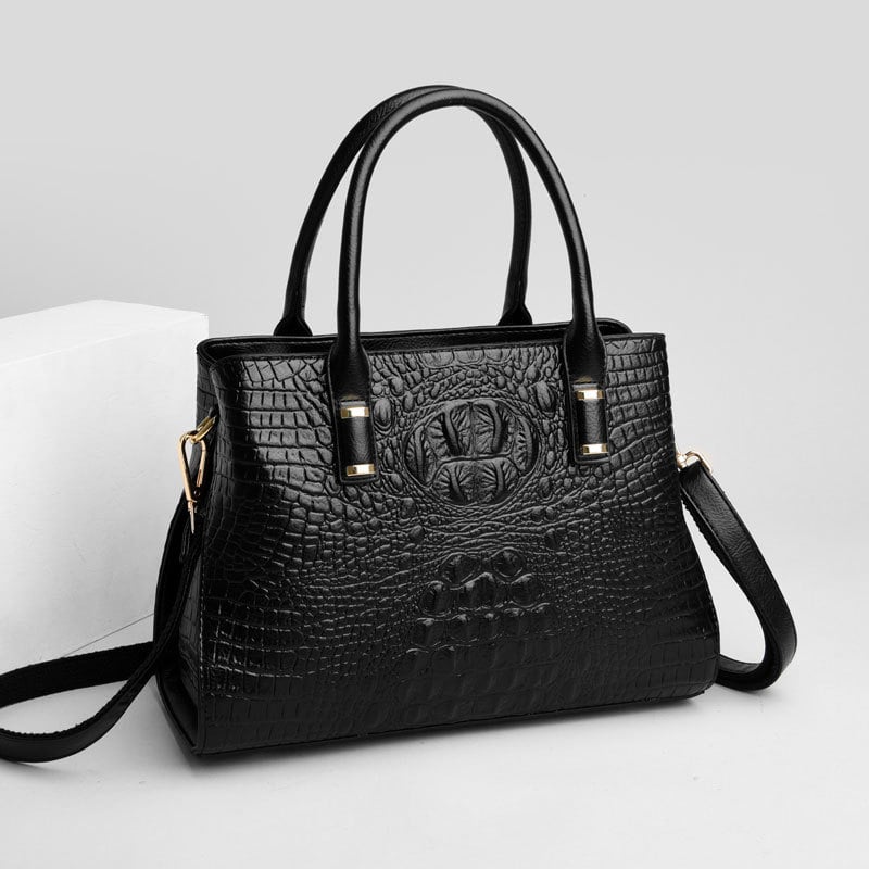 Torba s uzorkom krokodila, PU koža, crossbody s jednim remenom, zatvarač, horizontalni kvadratni oblik, velika kapaciteta, podstava poliester