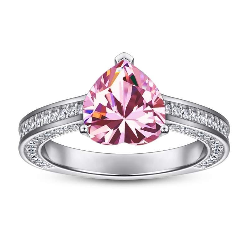 Prsten od Moissanita od srebra 925, U-oblika, poliranje i ugradnja (inlay), unisex