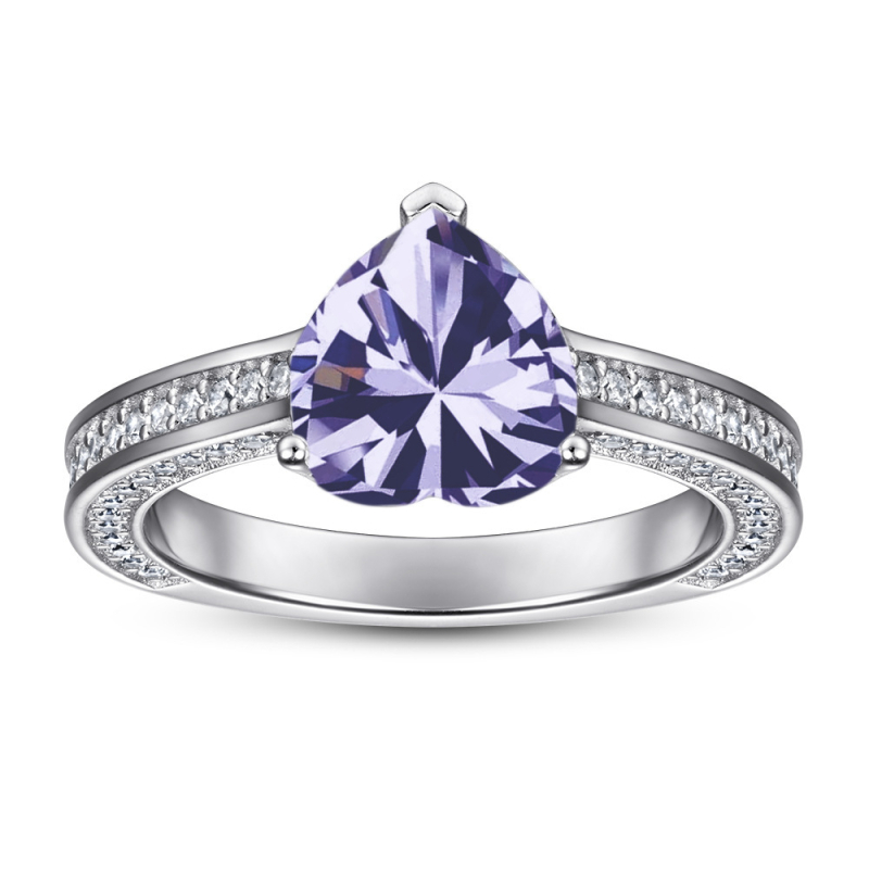 Prsten od Moissanita od srebra 925, U-oblika, poliranje i ugradnja (inlay), unisex