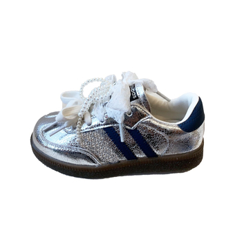 Dexun dječje casual tenisice s retro čipkom i perljanom mašnicom, PU gornji dio, Velcro zatvarač, gumeni potplat, proljeće i jesen