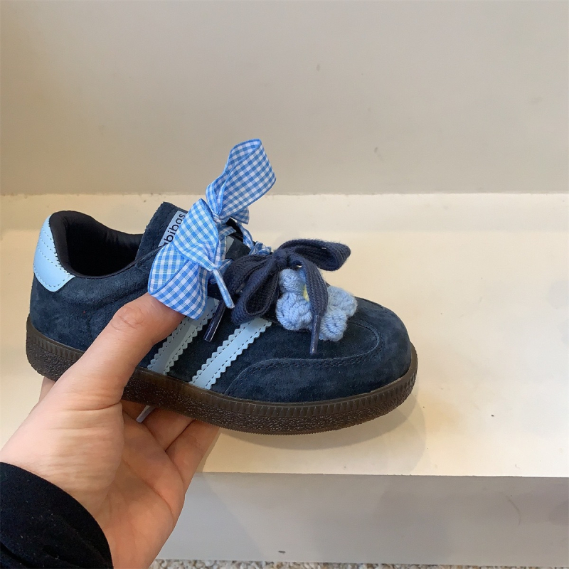 Dexun dječje casual tenisice s retro čipkom i perljanom mašnicom, PU gornji dio, Velcro zatvarač, gumeni potplat, proljeće i jesen
