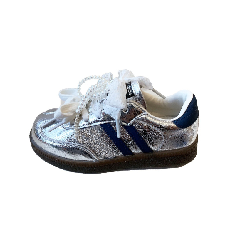 Dexun dječje casual tenisice s retro čipkom i perljanom mašnicom, PU gornji dio, Velcro zatvarač, gumeni potplat, proljeće i jesen