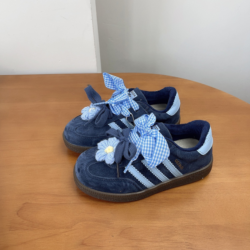 Dexun dječje casual tenisice s retro čipkom i perljanom mašnicom, PU gornji dio, Velcro zatvarač, gumeni potplat, proljeće i jesen