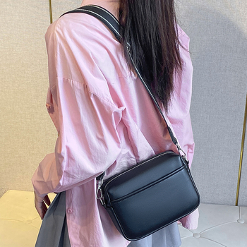 Ženska PU crossbody torbica — street trend, horizontalni kvadratni oblik, zatvarač, unutarnja pretinac sa zatvaračem