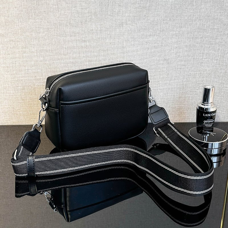Ženska PU crossbody torbica — street trend, horizontalni kvadratni oblik, zatvarač, unutarnja pretinac sa zatvaračem